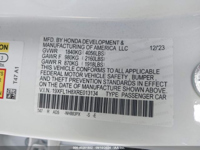 19XFL1H8XRE013134 Honda Civic Sport Touring