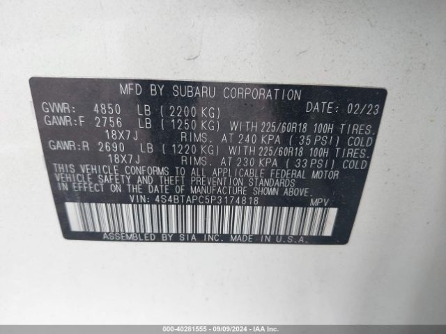 4S4BTAPC5P3174818 Subaru Outback Touring