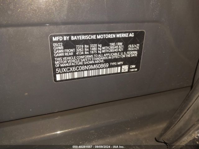 5UXCX6C08N9M60869 BMW X7 M50i