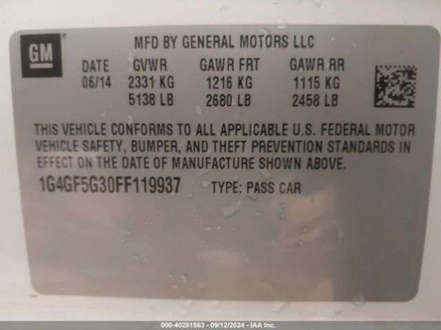 1G4GF5G30FF119937 Buick Lacrosse Premium Ii