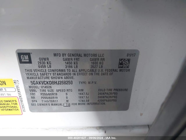 5GAKVCKD8HJ268250 Buick Enclave Premium