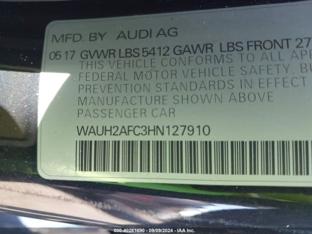 WAUH2AFC3HN127910 Audi A6 3.0t Premium Plus