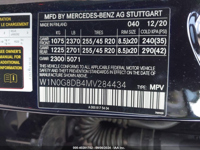 W1N0G8DB4MV284434 Mercedes-Benz Glc 300 Suv