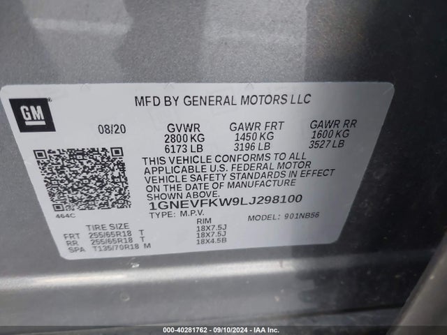 Chevrolet Traverse Awd Ls 2020 1GNEVFKW9LJ298100 Image 9