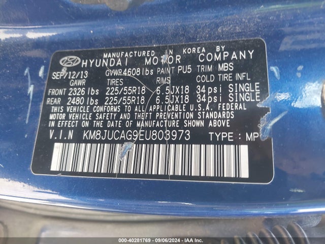 Hyundai Tucson Limited 2014 KM8JUCAG9EU803973 Image 9