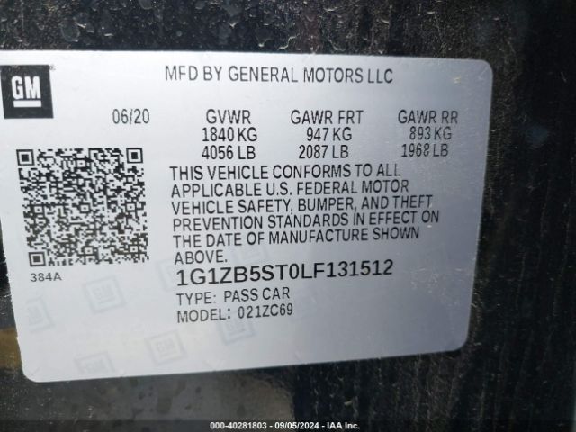 1G1ZB5ST0LF131512 Chevrolet Malibu Fwd Ls