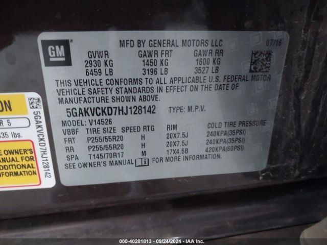 5GAKVCKD7HJ128142 Buick Enclave Premium