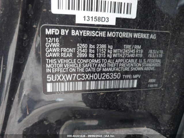 5UXXW7C3XH0U26350 BMW X4 M40i