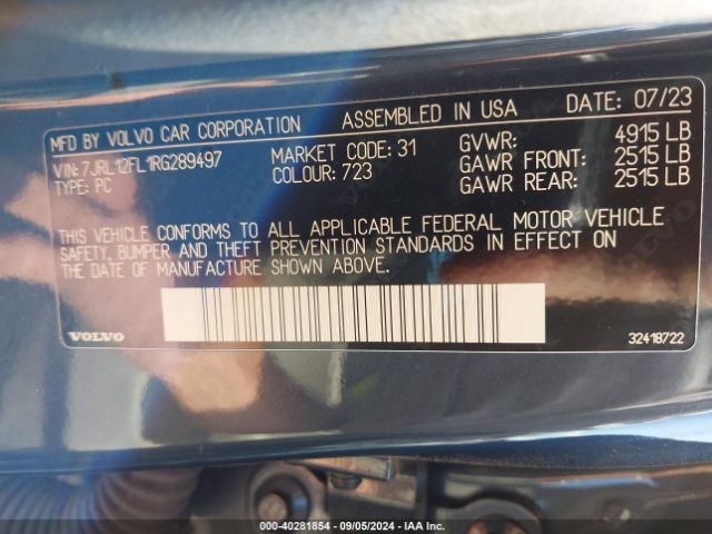 7JRL12FL1RG289497 Volvo S60 B5 Plus Dark Theme