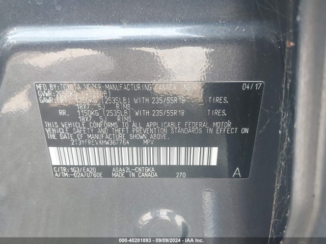 Toyota Rav4 Limited 2017 2T3YFREVXHW367764 Image 9