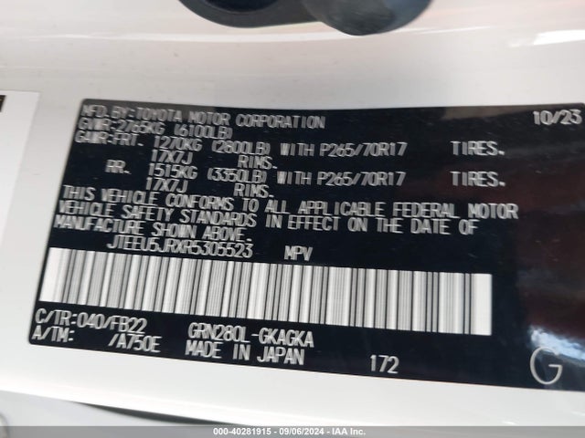 Toyota 4RUNNER SR5 2024 JTEEU5JRXR5305523 Image 9