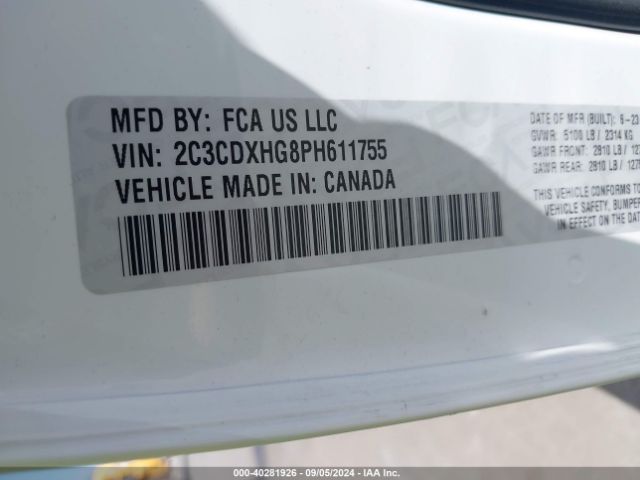 2C3CDXHG8PH611755 Dodge CHARGER GT