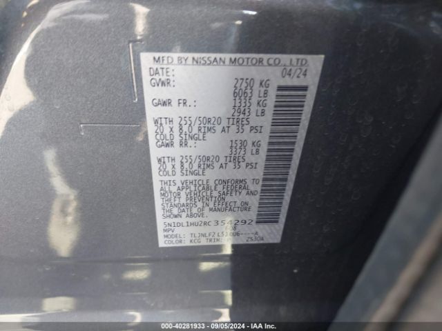 5N1DL1HU2RC354292 Infiniti Qx60 Autograph Awd