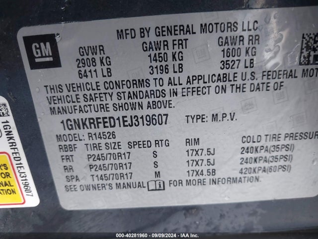 Chevrolet Traverse Ls 2014 1GNKRFED1EJ319607 Image 9