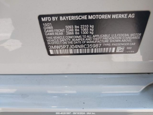 3MW5P7J04N8C35987 BMW 3 Series 330e