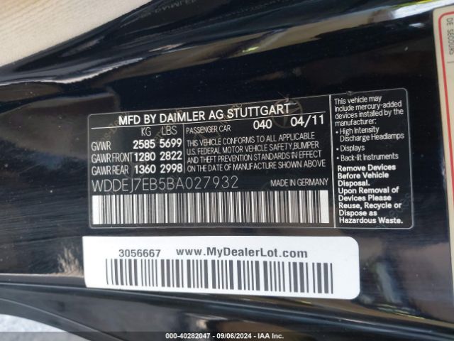 2011 MERCEDES-BENZ CL-CLASS WDDEJ7EB5BA027932 Photo 8