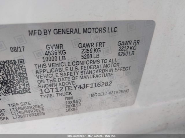 1GT12TEY4JF116282 GMC Sierra 2500hd Slt