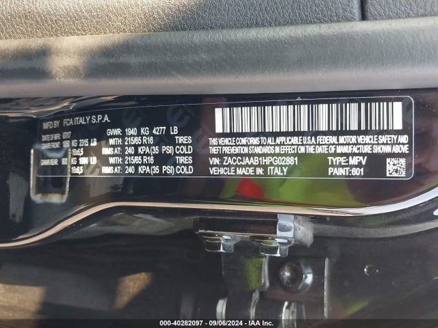 ZACCJAAB1HPG02881 Jeep Renegade Sport Fwd