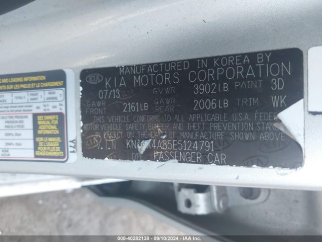 KNAFX4A85E5124791 KIA FORTE EX