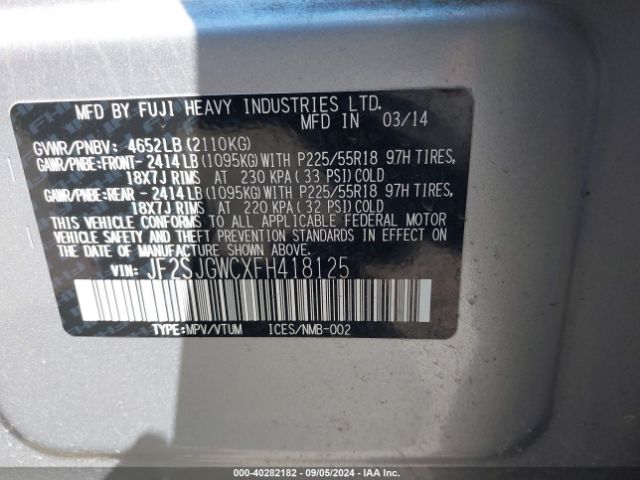 JF2SJGWCXFH418125 Subaru Forester 2.0xt Touring