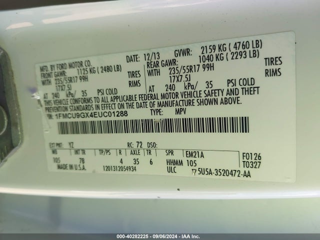 Ford ESCAPE SE 2014 1FMCU9GX4EUC01288 Image 9