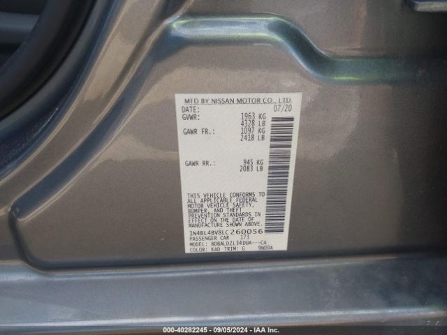 1N4BL4BV8LC260056 Nissan Altima S Fwd