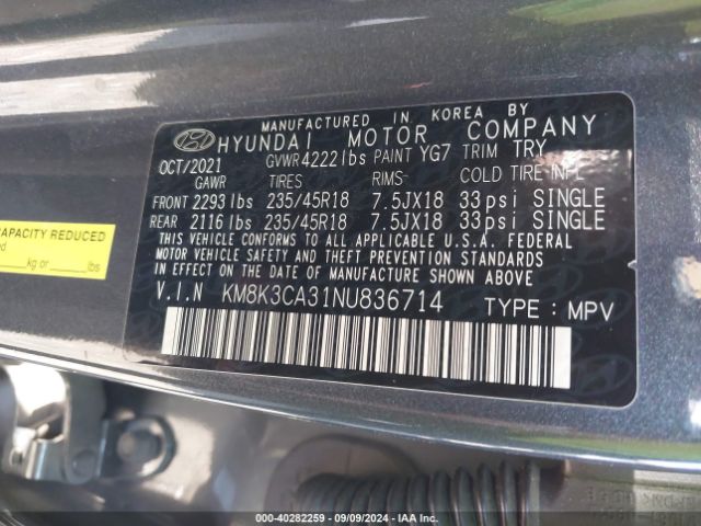 KM8K3CA31NU836714 Hyundai Kona N Line
