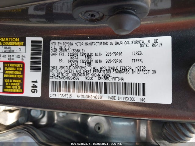 3TMCZ5AN3KM264596 Toyota Tacoma Trd Off Road