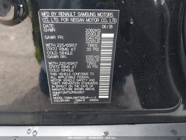 Nissan ROGUE SV 2018 KNMAT2MT5JP602817 Image 9