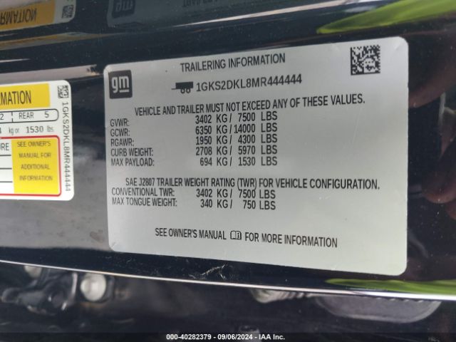 1GKS2DKL8MR444444 GMC Yukon 4wd Denali