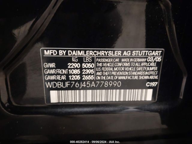 2005 MERCEDES-BENZ E 55 AMG WDBUF76J45A778990 Photo 8