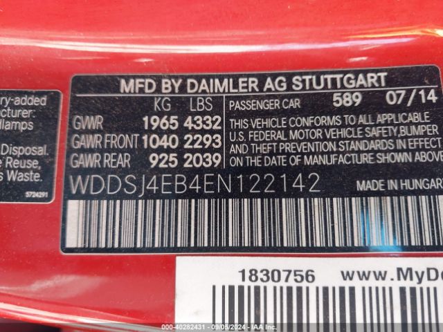 WDDSJ4EB4EN122142 Mercedes-Benz CLA 250