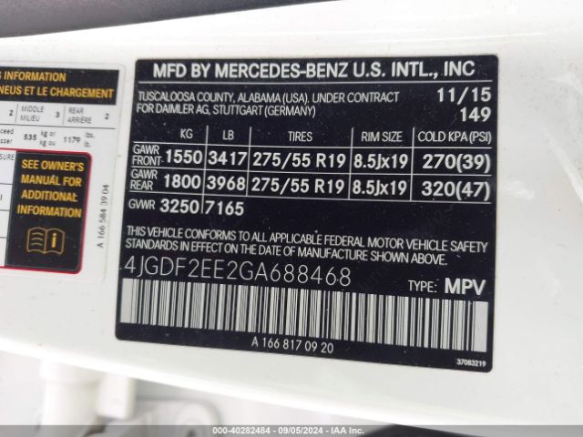 4JGDF2EE2GA688468 Mercedes-Benz Gl 350 Bluetec 4matic