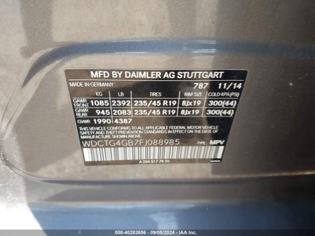 WDCTG4GB7FJ088985 Mercedes-Benz Gla 250 4matic