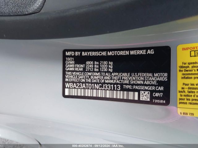WBA23AT01NCJ33113 BMW 430I