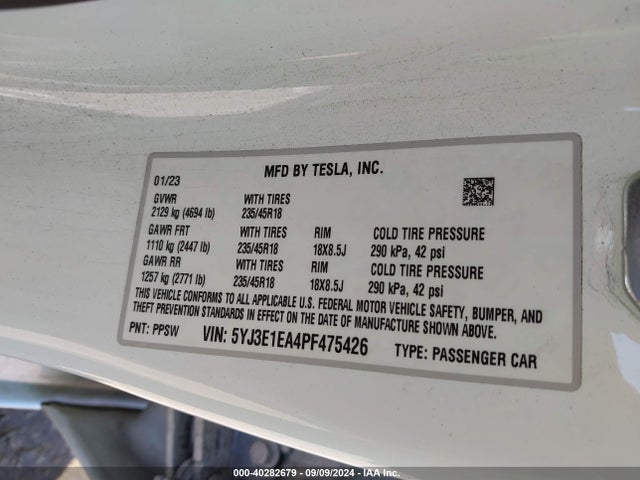 2023 TESLA MODEL 3 5YJ3E1EA4PF475426 Photo 8