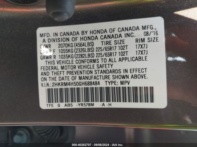 2HKRM4H50GH688484 Honda CR-V EX