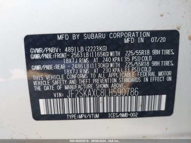 JF2SKAXC8LH590786 Subaru Forester Touring