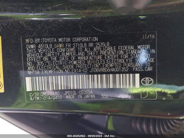 JTDBVRBD6HA001352 Toyota Mirai