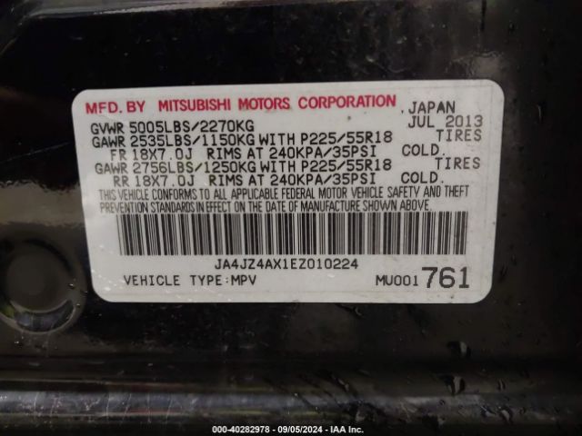 JA4JZ4AX1EZ010224 Mitsubishi OUTLANDER GT