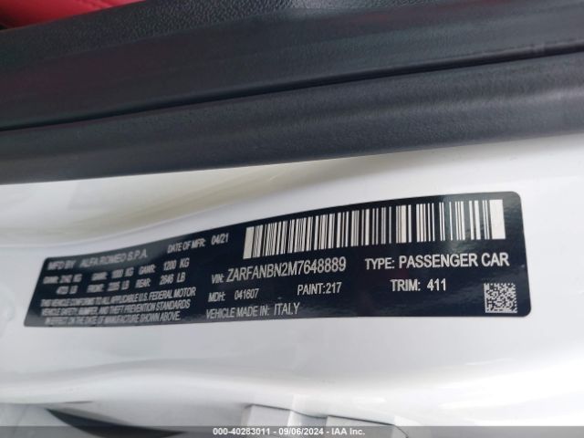 ZARFANBN2M7648889 Alfa Romeo Giulia Ti Awd