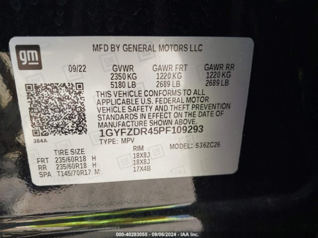 1GYFZDR45PF109293 Cadillac Xt4 Awd Premium Luxury