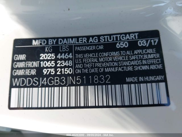 WDDSJ4GB3JN511832 Mercedes-Benz CLA 250 4MATIC