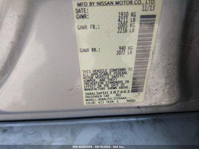 1N4AL3AP1EC187463 Nissan ALTIMA 2.5