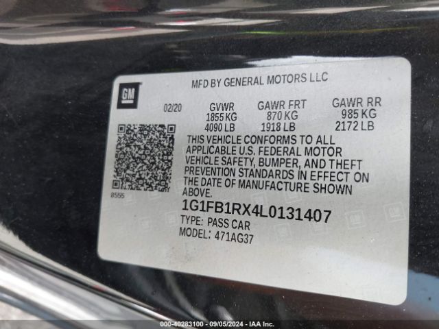 1G1FB1RX4L0131407 Chevrolet Camaro Rwd  1lt
