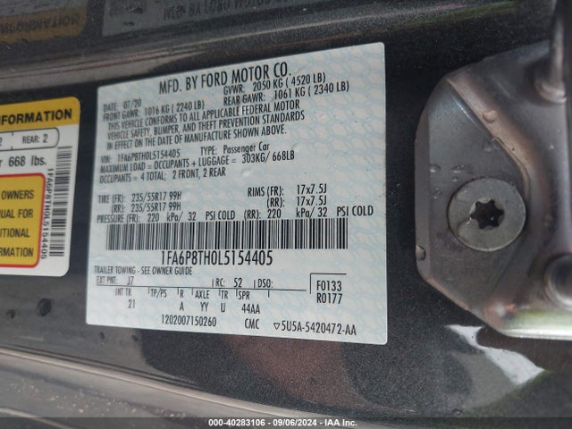 Ford Mustang Ecoboost Fastback 2020 1FA6P8TH0L5154405 Image 9