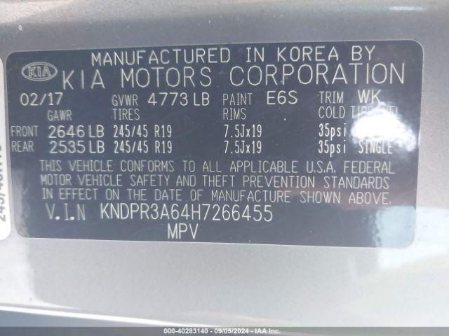 KNDPR3A64H7266455 KIA Sportage Sx Turbo