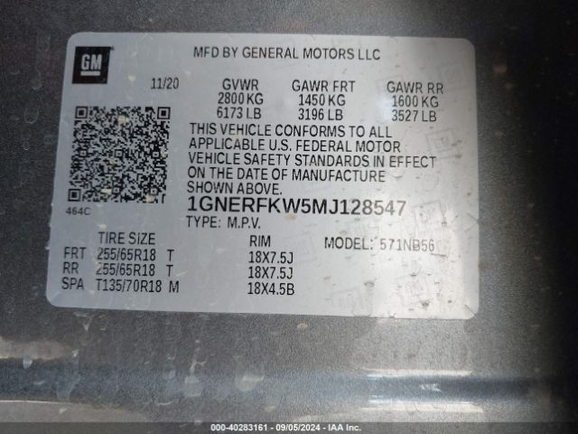 1GNERFKW5MJ128547 Chevrolet Traverse Ls