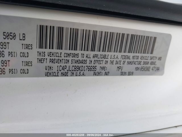 1C4PJLCB9KD176695 Jeep Cherokee Latitude Fwd