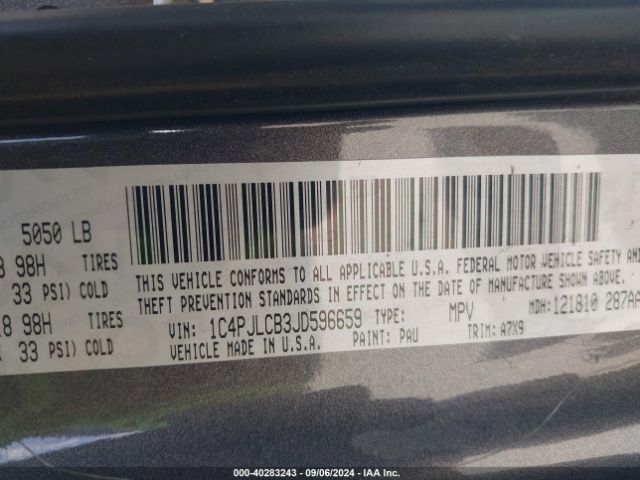 1C4PJLCB3JD596659 Jeep Cherokee Latitude Fwd